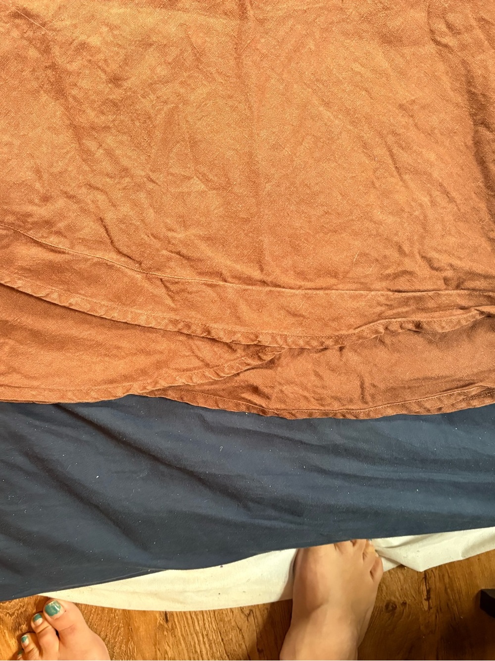FLAX Rust Brown Ruffled Linen Tank Top Large - Picture 4 of 4